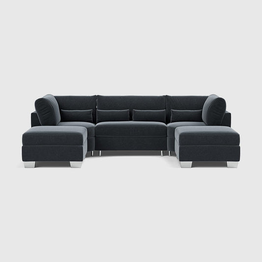 Belgravia Luxe Chenille U-Shape Corner Sofa - Shades Of Grey - Ex Display