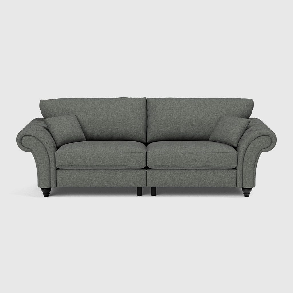 Windsor Highback Soft Textured Linen 4 Seater Sofa - Steel The Deal - Ex Display