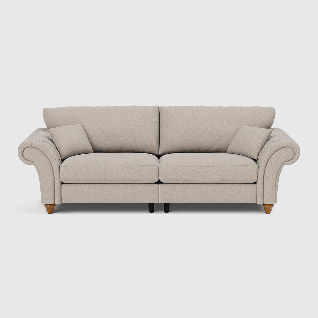 Windsor Highback Soft Textured Linen 4 Seater Sofa - Stone Alone - Ex Display