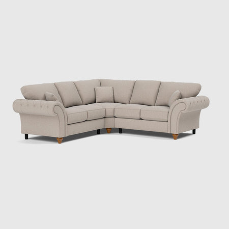 Windsor Highback Soft Textured Linen Double Corner Sofa - Stone Alone - Ex Display