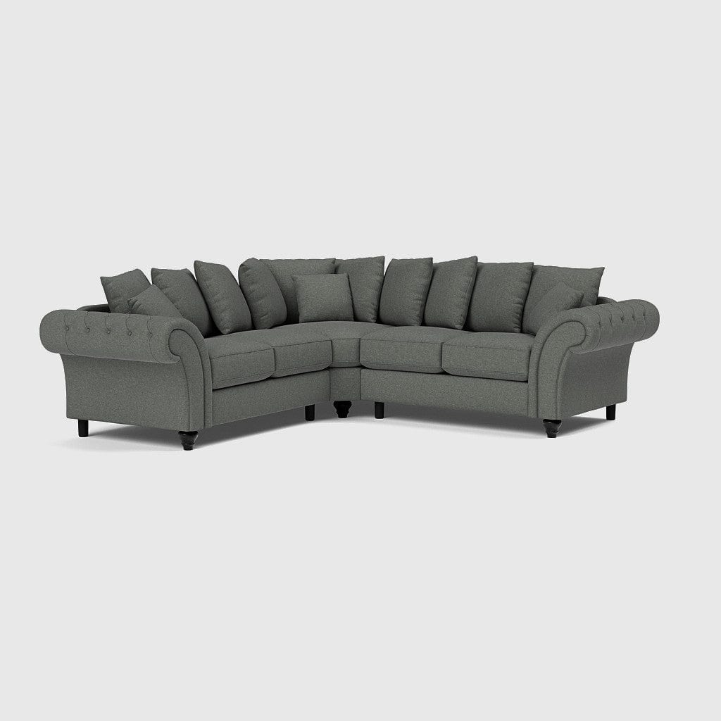 Windsor Soft Textured Linen Double Corner Sofa - Steel The Deal - Ex Display